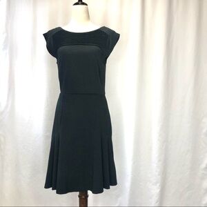 Banana Republic fit and flare black ponte dress pintuck bodice 6
